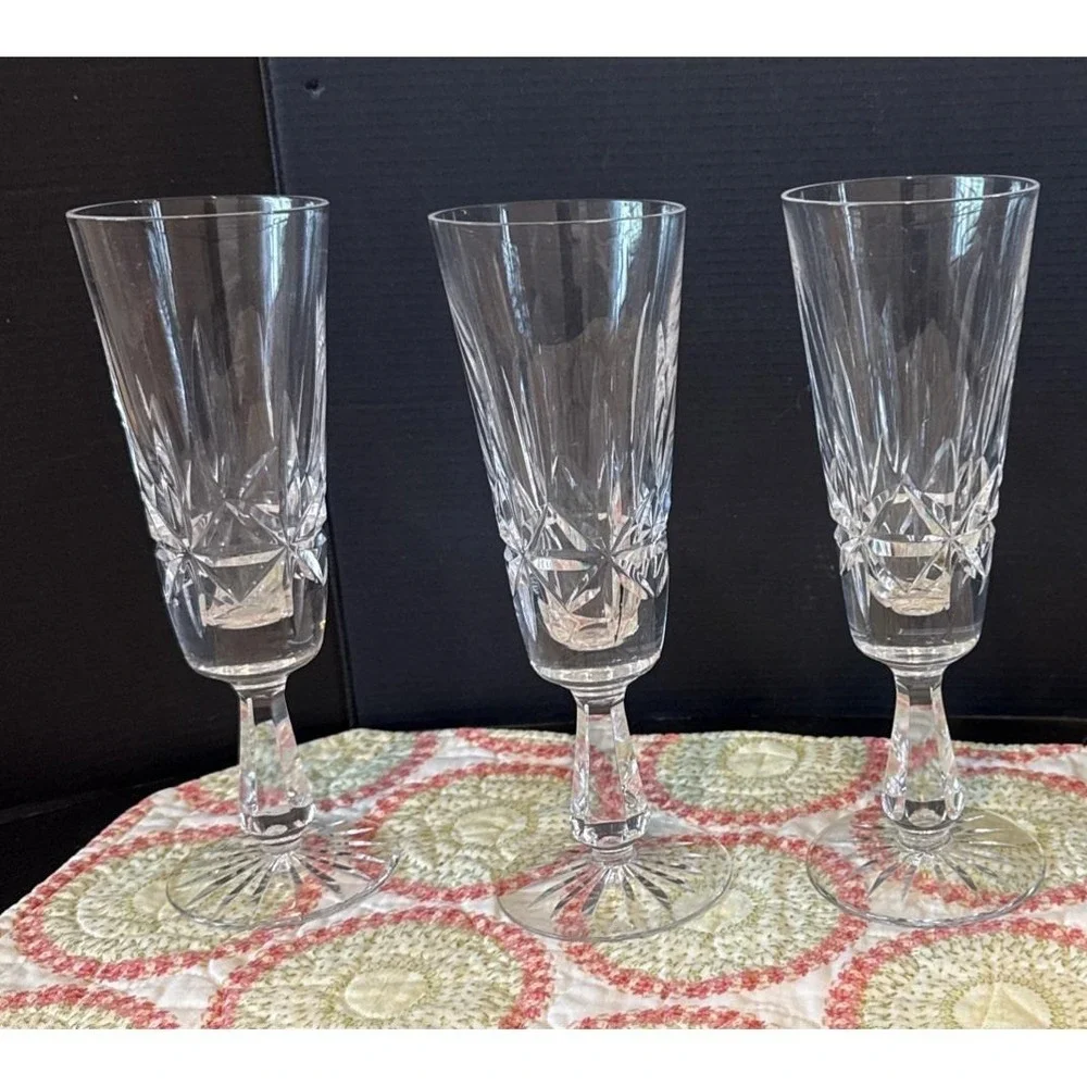 Waterford Crystal Rosslare Champagne Flutes Flute 8 Inch Set Of 3 Wedding Luxury